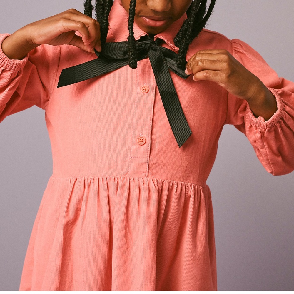 J.crew Crewcuts Girls' shirt-dress in lightweight corduroy Coral Reef Size:12 - Picture 4 of 10